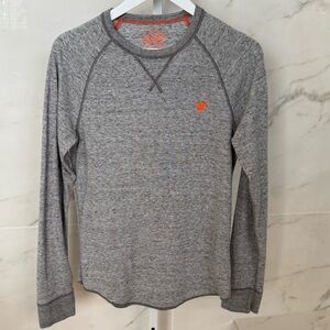 AMERICAN EAGLE OUTFITTERS Gray Waffle Thermal Henley Long Sleeve Shirt, M